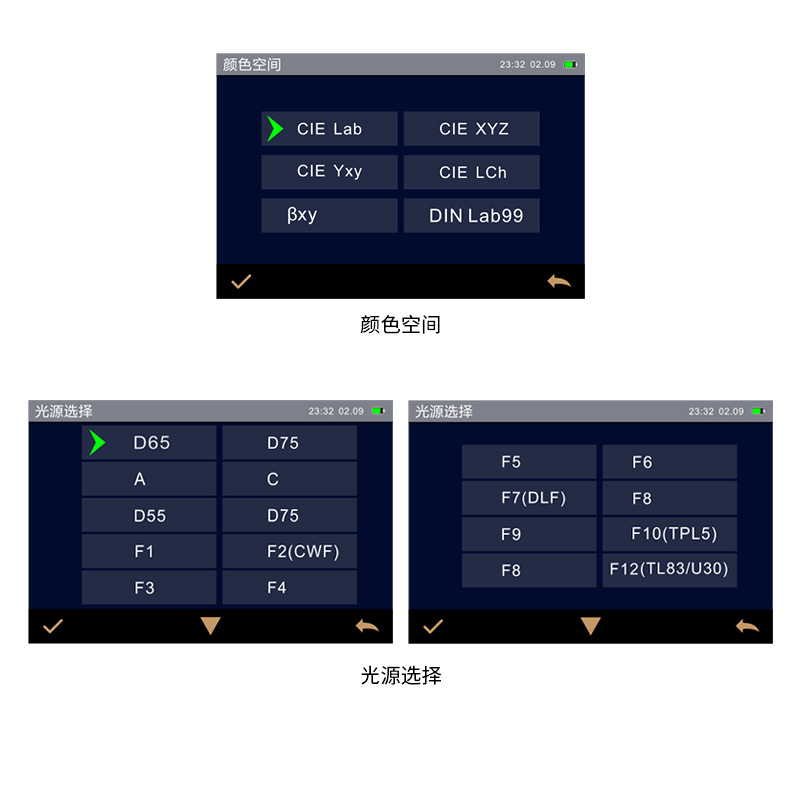 多種顏色測量空間，多種觀測光源
